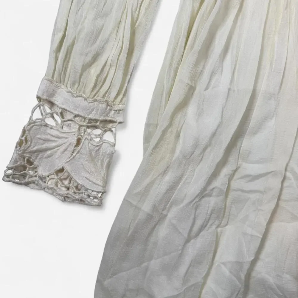 Free People Dreamland Dress Womens 10 Ivory Lace Boho Romantic Cottagecore - Picture 5 of 8